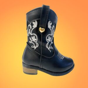 Botas vaqueras para niñas en color negra.