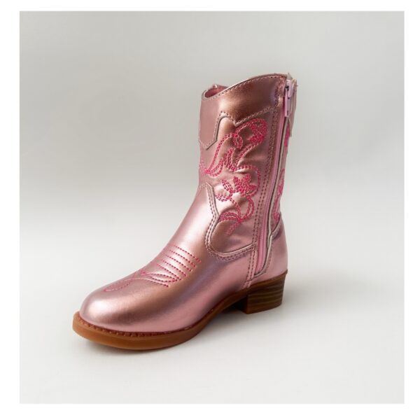 Botas vaqueras para niñas en color cuarzo metálico.