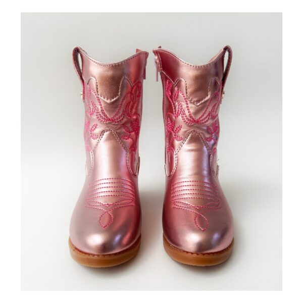 Botas vaqueras para niñas en color cuarzo metálico.