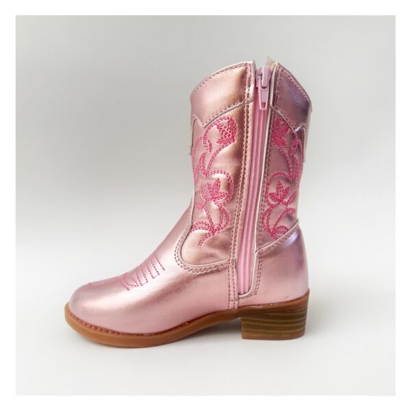 Botas vaqueras para niñas en color cuarzo metálico.