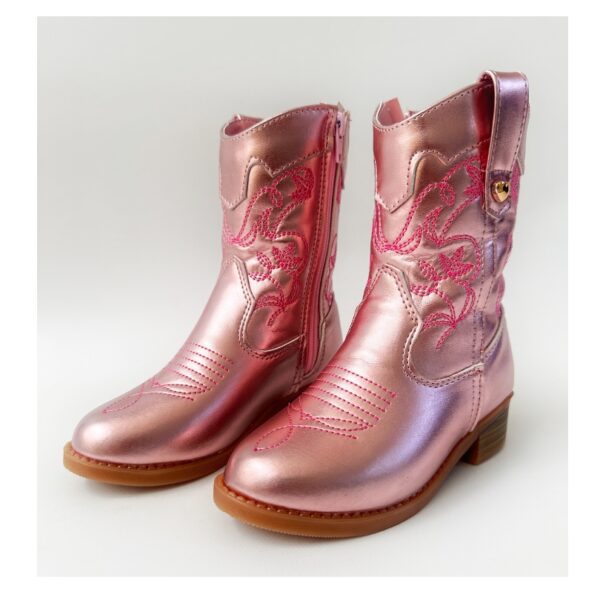 Botas vaqueras para niñas en color cuarzo metálico.
