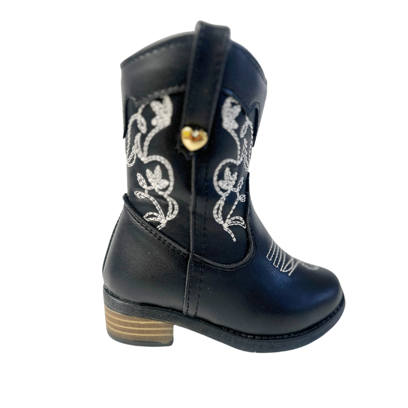 Botas vaqueras para niñas en color negra.