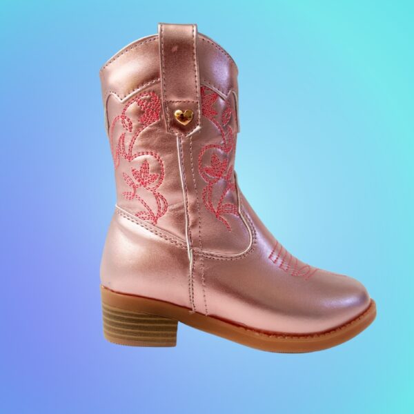 Botas vaqueras para niñas en color cuarzo metálico.