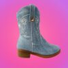 SITIO WEB (1) ¡Estilo vaquero para las más peques! Botas Lolita Mezclilla en azul , con bordado floral y suela segura. ¡Ligeras, lindas y listas para la aventura!
